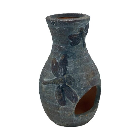 Dragonfly Tabletop Mini Chiminea Handmade Hand Painted Ceramic Tealight Holder - Picture 3 of 13